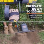 PLANTCRAFT Electric Rotary Hoe Garden Tiller Soil Cultivator, Adjustable Depth, 6 Tines - Image 5