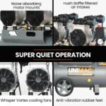 UNIMAC 50L 3.0HP Silent Oil-Free Electric Air Compressor, Portable, Twin Nitto Outlets - Image 3