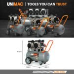 UNIMAC 50L 3.0HP Silent Oil-Free Electric Air Compressor, Portable, Twin Nitto Outlets - Image 9