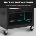Bullet Pro 4 Drawer Tool Box Cabinet Trolley Storage, with 1-Door Toolbox Garage Organiser Set, Black - Image 4