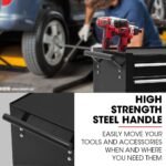 Bullet Pro 4 Drawer Tool Box Cabinet Trolley Storage, with 1-Door Toolbox Garage Organiser Set, Black - Image 9