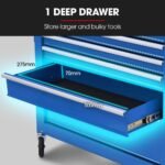BULLET Pro 7 Drawer Tool Box Cabinet Trolley Storage, Toolbox Garage Organiser Set, Blue - Image 5