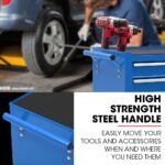 BULLET Pro 7 Drawer Tool Box Cabinet Trolley Storage, Toolbox Garage Organiser Set, Blue - Image 9
