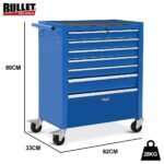 BULLET Pro 7 Drawer Tool Box Cabinet Trolley Storage, Toolbox Garage Organiser Set, Blue - Image 11