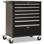 BULLET Pro 7 Drawer Tool Box Cabinet Trolley Storage, Toolbox Garage Organiser Set, Black