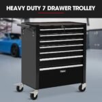 BULLET Pro 7 Drawer Tool Box Cabinet Trolley Storage, Toolbox Garage Organiser Set, Black - Image 3