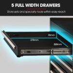 BULLET Pro 7 Drawer Tool Box Cabinet Trolley Storage, Toolbox Garage Organiser Set, Black - Image 4