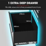 BULLET Pro 7 Drawer Tool Box Cabinet Trolley Storage, Toolbox Garage Organiser Set, Black - Image 6