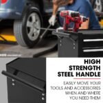 BULLET Pro 7 Drawer Tool Box Cabinet Trolley Storage, Toolbox Garage Organiser Set, Black - Image 9