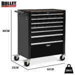 BULLET Pro 7 Drawer Tool Box Cabinet Trolley Storage, Toolbox Garage Organiser Set, Black - Image 11