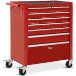 BULLET Pro 7 Drawer Tool Box Cabinet Trolley Storage, Toolbox Garage Organiser Set, Red
