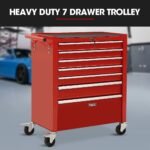 BULLET Pro 7 Drawer Tool Box Cabinet Trolley Storage, Toolbox Garage Organiser Set, Red - Image 3