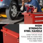 BULLET Pro 7 Drawer Tool Box Cabinet Trolley Storage, Toolbox Garage Organiser Set, Red - Image 9