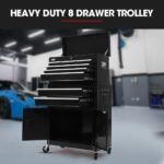 BULLET Pro 8 Drawer Tool Box Chest Cabinet Storage, with 2-Door Toolbox Garage Organiser Set, Black - Image 3