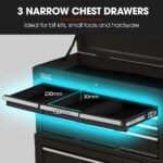 BULLET Pro 8 Drawer Tool Box Chest Cabinet Storage, with 2-Door Toolbox Garage Organiser Set, Black - Image 4