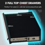 BULLET Pro 8 Drawer Tool Box Chest Cabinet Storage, with 2-Door Toolbox Garage Organiser Set, Black - Image 5