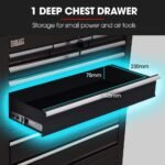 BULLET Pro 8 Drawer Tool Box Chest Cabinet Storage, with 2-Door Toolbox Garage Organiser Set, Black - Image 6