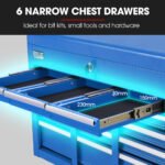 BULLET 16 Drawer Tool Box Cabinet Chest Storage, Toolbox Garage Organiser Set, Blue - Image 4