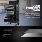 BULLET Pro 16 Drawer Tool Box Cabinet Chest Storage, Toolbox Garage Organiser Set, Black - Image 2