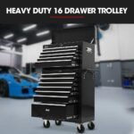 BULLET Pro 16 Drawer Tool Box Cabinet Chest Storage, Toolbox Garage Organiser Set, Black - Image 3