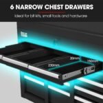 BULLET Pro 16 Drawer Tool Box Cabinet Chest Storage, Toolbox Garage Organiser Set, Black - Image 4