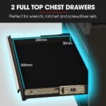 BULLET Pro 16 Drawer Tool Box Cabinet Chest Storage, Toolbox Garage Organiser Set, Black - Image 5