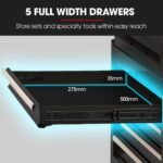 BULLET Pro 16 Drawer Tool Box Cabinet Chest Storage, Toolbox Garage Organiser Set, Black - Image 7