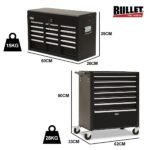 BULLET Pro 16 Drawer Tool Box Cabinet Chest Storage, Toolbox Garage Organiser Set, Black - Image 13