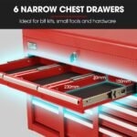 Bullet Pro 16 Drawer Tool Box Cabinet Chest Storage, Toolbox Garage Organiser Set, Red - Image 4