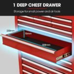 Bullet Pro 16 Drawer Tool Box Cabinet Chest Storage, Toolbox Garage Organiser Set, Red - Image 8