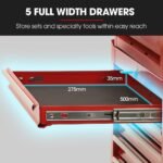 Bullet Pro 16 Drawer Tool Box Cabinet Chest Storage, Toolbox Garage Organiser Set, Red - Image 9