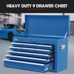 BULLET 9 Drawer Tool Box Chest, Organiser Mechanic Garage Storage Toolbox Set - Blue - Image 3