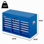 BULLET 9 Drawer Tool Box Chest, Organiser Mechanic Garage Storage Toolbox Set - Blue - Image 7