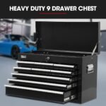 Bullet Pro 9 Drawer Tool Box Chest, Organiser Mechanic Garage Storage Toolbox Set - Black - Image 3