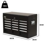 Bullet Pro 9 Drawer Tool Box Chest, Organiser Mechanic Garage Storage Toolbox Set - Black - Image 10