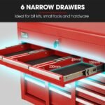 BULLET Pro 9 Drawer Tool Box Chest, Organiser Mechanic Garage Storage Toolbox Set - Red - Image 4