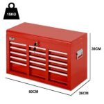 BULLET Pro 9 Drawer Tool Box Chest, Organiser Mechanic Garage Storage Toolbox Set - Red - Image 10