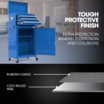 Bullet Pro 3 Drawer Tool Box Cabinet Trolley Storage, with 1-Door Toolbox Garage Organiser Set, Blue - Image 2