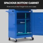 Bullet Pro 3 Drawer Tool Box Cabinet Trolley Storage, with 1-Door Toolbox Garage Organiser Set, Blue - Image 5