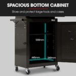 Bullet Pro 3 Drawer Tool Box Cabinet Trolley Storage, with 1-Door Toolbox Garage Organiser Set, Black - Image 5