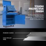 Bullet Pro 5 Drawer Tool Box Cabinet Chest Storage, with 1-Door Toolbox Garage Organiser Set, Blue - Image 2