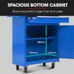 Bullet Pro 5 Drawer Tool Box Cabinet Chest Storage, with 1-Door Toolbox Garage Organiser Set, Blue - Image 6
