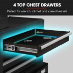 BULLET Pro 5 Drawer Tool Box Cabinet Chest Storage, with 1-Door Toolbox Garage Organiser Set, Black - Image 4