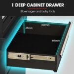 BULLET Pro 5 Drawer Tool Box Cabinet Chest Storage, with 1-Door Toolbox Garage Organiser Set, Black - Image 5