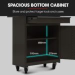 BULLET Pro 5 Drawer Tool Box Cabinet Chest Storage, with 1-Door Toolbox Garage Organiser Set, Black - Image 6