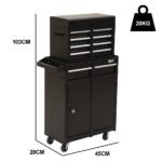 BULLET Pro 5 Drawer Tool Box Cabinet Chest Storage, with 1-Door Toolbox Garage Organiser Set, Black - Image 10