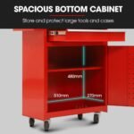 BULLET Pro 5 Drawer Tool Box Cabinet Chest Storage, with 1-Door Toolbox Garage Organiser Set, Red - Image 6