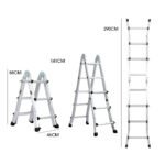 Bullet 2.9m Folding Aluminium Multipurpose Ladder, w/ Workshelf Platform, Spring Assisted Rapid Safety Lock Adjusters - Image 2