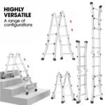 Bullet 2.9m Folding Aluminium Multipurpose Ladder, w/ Workshelf Platform, Spring Assisted Rapid Safety Lock Adjusters - Image 4
