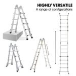 Bullet 5.1m Folding Aluminium Multipurpose Ladder, w/ Workshelf Platform, Spring Assisted Rapid Safety Lock Adjusters - Image 4